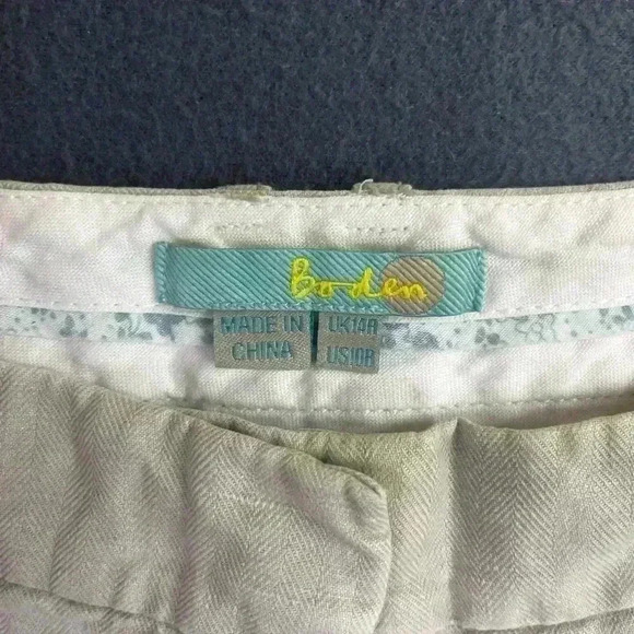 Boden Flare Pants Womens 10R cotton linen Blend Tan soft cute Y2K 90s 0482 - Picture 2 of 9